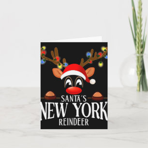 Santas New York Reindeer Funny Xmas Matching Pjs  Card