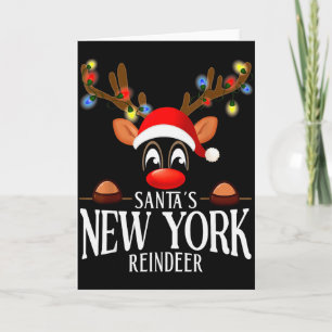 Santa's New York Reindeer Funny Xmas Matching Pjs  Card