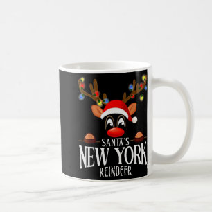 Santas New York Reindeer Funny Xmas Matching Pjs  Coffee Mug