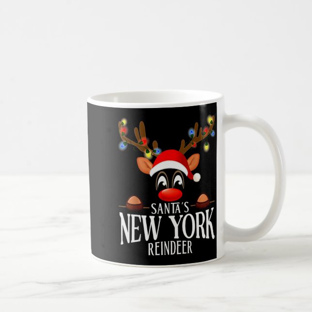 Santa's New York Reindeer Funny Xmas Matching Pjs  Coffee Mug (Right)