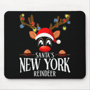 Santas New York Reindeer Funny Xmas Matching Pjs Mouse Pad