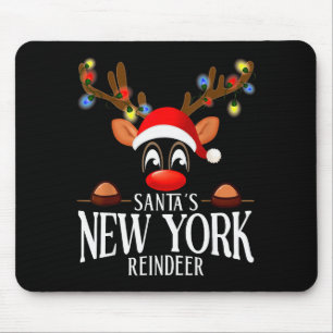 Santa's New York Reindeer Funny Xmas Matching Pjs  Mouse Pad