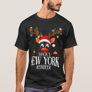 Santas New York Reindeer Funny Xmas Matching Pjs  T-Shirt
