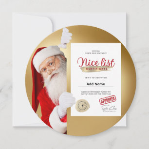 Santa's Nice List Certificate Editable  Holiday Card