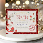 Santa's Nice List Certificate Foil Invitation<br><div class="desc">Watercolor Christmas Santa's Nice List Certificate.
Matching items are available.</div>