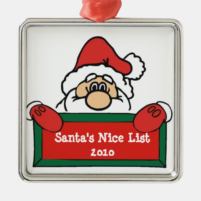 Santa's Nice List Christmas Tree Ornament (Front)