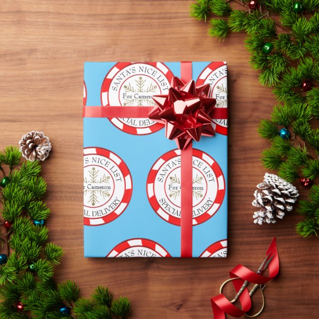 Santa's Nice List Custom Name Christmas Wrapping Paper (Holiday Gift)