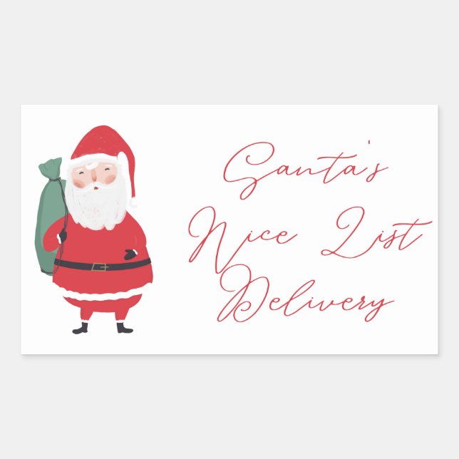 Santa's Nice List Delivery | Santa Christmas Gift Rectangular Sticker (Front)