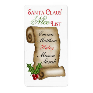 Santas Nice List Gift Stickers