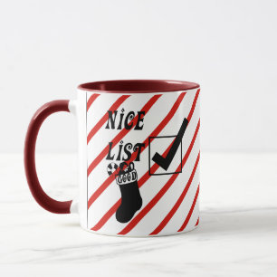 Santas Nice list naughty list Christmas art Mug