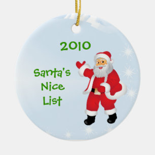 Santa's Nice List Ornament with Customisable Year