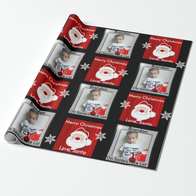 Santa's Nice List w/Photo Wrapping Paper (Unrolled)
