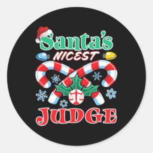 Santa's Nicest Judge Funny Christmas Naughty Nice  Classic Round Sticker
