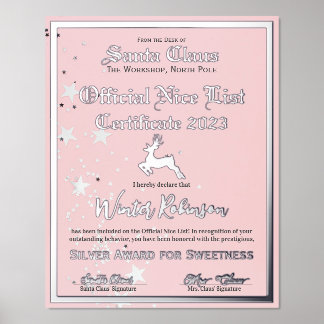 Santa's Official Nice List Certificate Foil Print