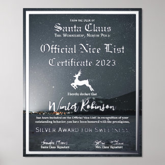 Santa's Official Nice List Certificate Foil Print
