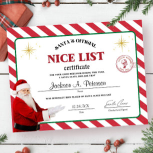 Santa's Official Nice List Certificate Poster
