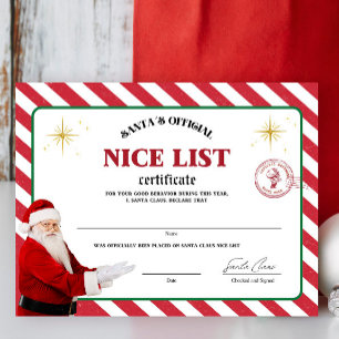 Santa's Official Nice List Certificate Poster