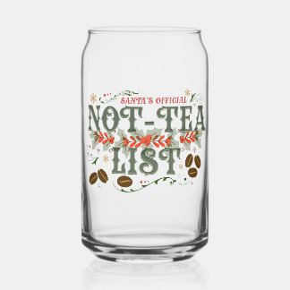 Santa's Official Not-Tea List Frosted Christmas Can Glass