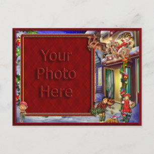 Santa's On His Way Picture Frame Holiday Postcard