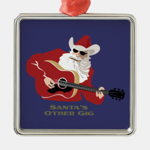 Santa's Other Gig Metal Ornament