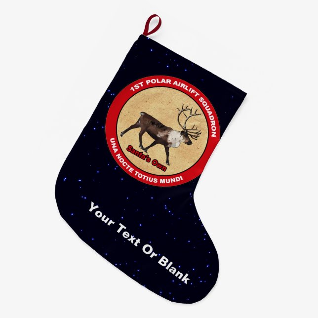 Santa's Own - 1st Polar Airlift Squadron Large Christmas Stocking (Front (Hanging))
