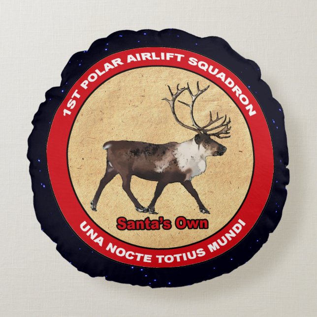 Santa's Own - 1st Polar Airlift Squadron Round Cushion (Front)