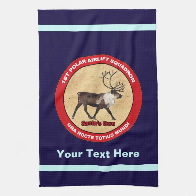 Santa's Own - 1st Polar Airlift Squadron Tea Towel (Vertical)