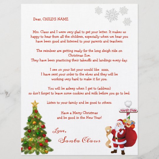 Santa's Personal Letter to Your Child Christmas | Zazzle.com.au