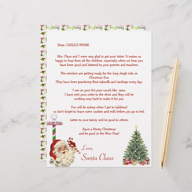 Santa's Personal Letter to Your Child North Pole (Front/Back In Situ)