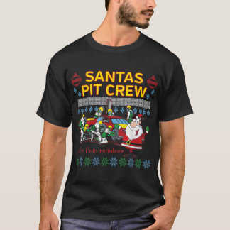 Santa's Pit Crew Race Car Ugly Christmas T-Shirt