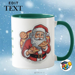 Santa's Pizza Party Christmas Mug editable