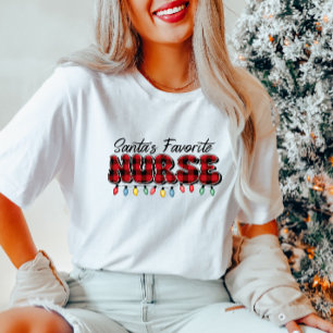 Santa's Plaid Favourite Nurse T-Shirt