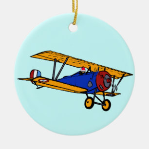 Santa's Plane Ceramic Ornament