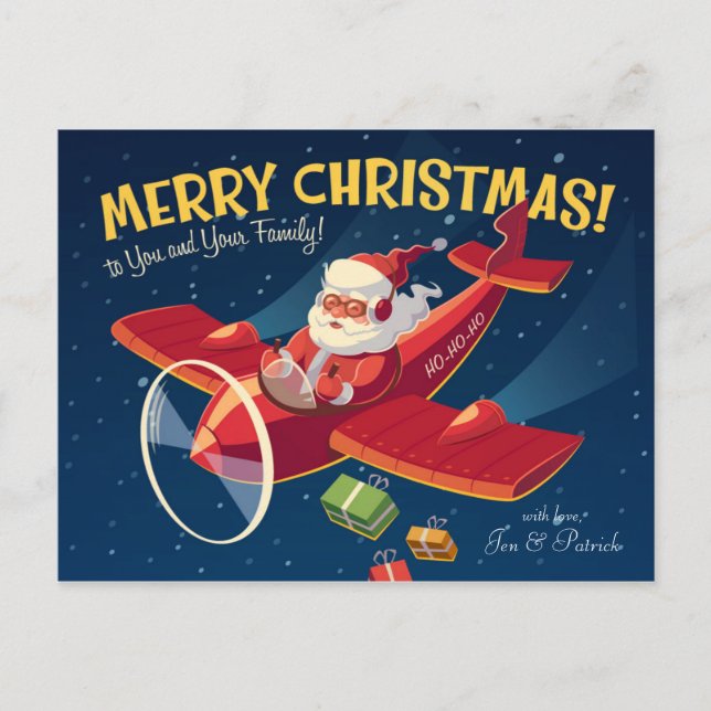 Santa's Plane Holiday Postcard (Front)