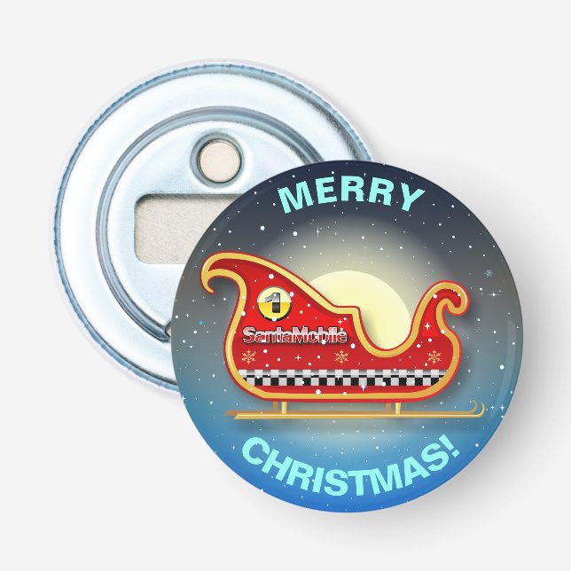 Santa's Racing Sleigh Bottle Opener (Front)