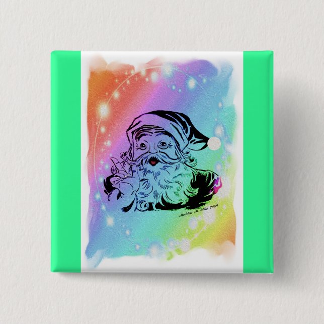 Santa's Rainbow 15 Cm Square Badge (Front)