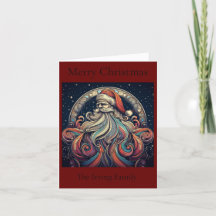 Santa's Rainbow Beard Christmas Card 