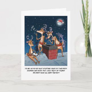 Santa's Reindeer Cartoon Holiday Card