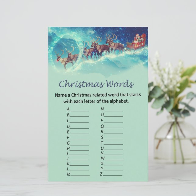 Santa's reindeer christmas alphabet words game (Standing Front)