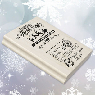 Santa's Reindeer Express Christmas Large Rubber Stamp