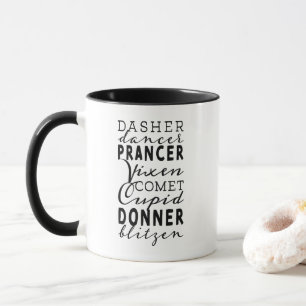 Santa's Reindeer Festive Winter Holiday Mug