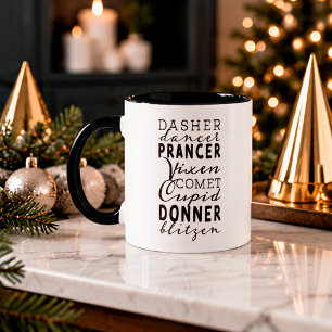 Santa's Reindeer Festive Winter Holiday Mug