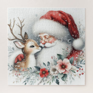 Santa's Reindeer Kiss Jigsaw Puzzle