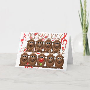 Santa's Reindeer Photo Christmas Greeting Card