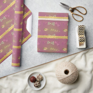 Santa's Reindeer Purple Wrapping Paper