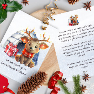 Santas Reindeer Rhyme Nordic Poem Kids Christmas Holiday Card