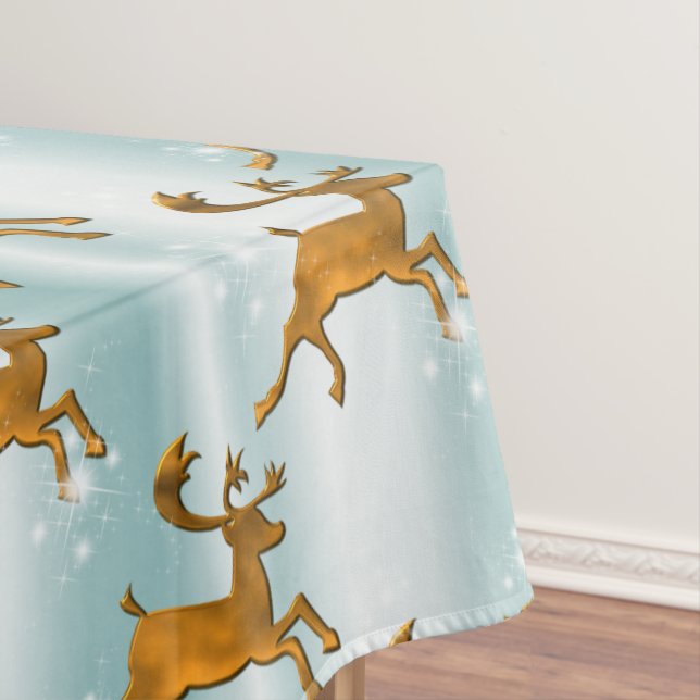 Santa's Reindeer Running On Ice Christmas Tablecloth (In Situ)