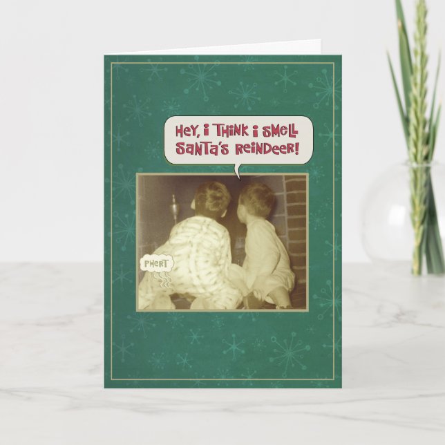Santa's Reindeer Smell Funny Christmas Card (Front)