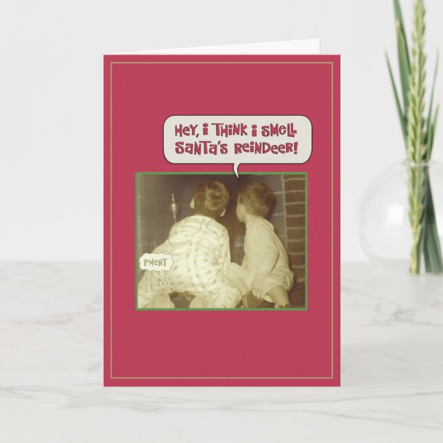 Santa's Reindeer Smell Funny Holiday Card (Front)