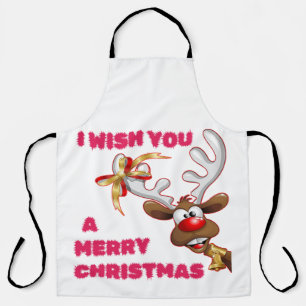 SANTA'S REINDEER WISHES YOU A MERRY CHRISTMAS APRON